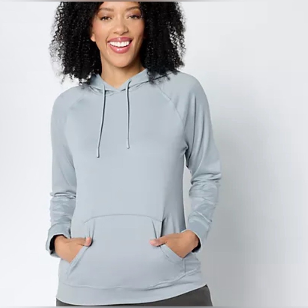 🆕 Barefoot dreams, Gray blue Pullover Hoodie Kangaroo Pocket 19” P2P, XS | 211